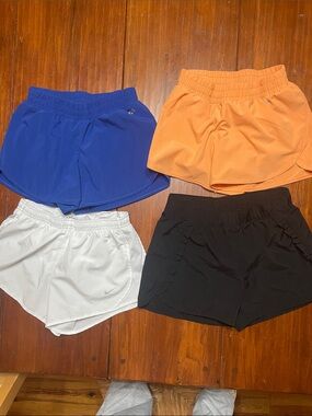 DSG Girls 4-Pack Athletic Shorts — Blue, Orange, White, Black